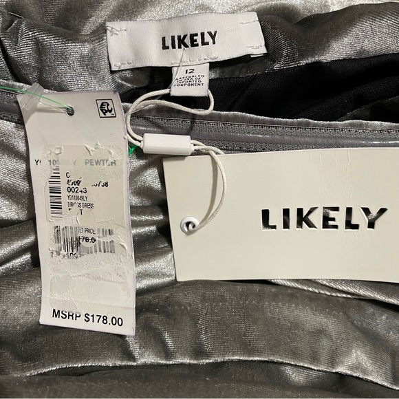 LIKELY Pretty Strapless Pewter Velvet Dress! NWT - Size 12 - Picture 6 of 6